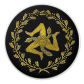 Siciliaanse Trinacria in Gold op uw kleur Keramische Knop (Voorkant)