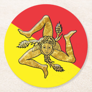 Siciliaanse Trinacria in Gold Ronde Kartonnen Onderzetter