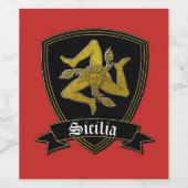 Siciliaanse Trinacria in Goud & Zwart Wijn Etiket (Enkel label)