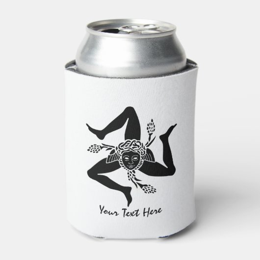 Siciliaanse Trinacria Jouw tekst en achtergrond Blikjeskoeler (Blikje Voorkant)