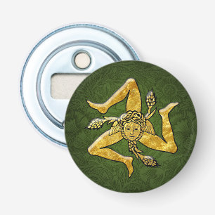 Siciliaanse Trinacria over het groene deco Button Flesopener