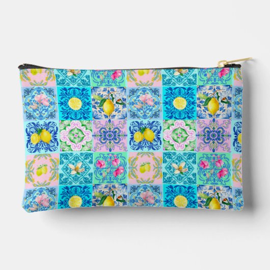 Siciliaanse turquoise citrus Mediterrane azulejo Etui (Achterkant)