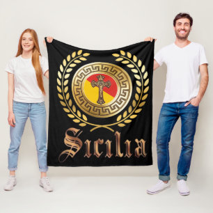 Siciliaanse Vlag en Kruisbeeld  Fleece Deken