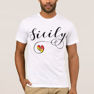 Siciliaanse vlag Heart, ik hou van Sicilië T-shirt