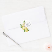 Siciliaanse Zomer Lemons Bruiloft Uitnodiging Stic Ronde Sticker (Envelop)