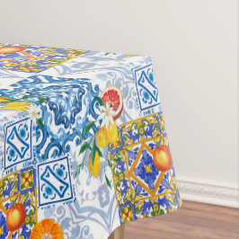 Siciliaanse zon, citroen, majolica, tafelkleed