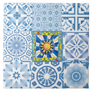 Siciliaanse zon, citroen, mozaïek, majolica, tegeltje