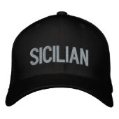 Sicilian black embroidered cap geborduurde pet (Voorkant)