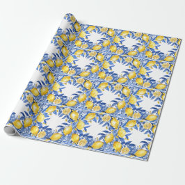 Sicilian Lemon Tiles Pattern Mediterranean Dolce Cadeaupapier