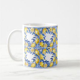 Sicilian Lemon Tiles Pattern Mediterranean Dolce Koffiemok