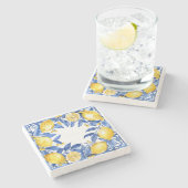 Sicilian Lemon Tiles Pattern Mediterranean Dolce  Stenen Onderzetter (Zijkant)