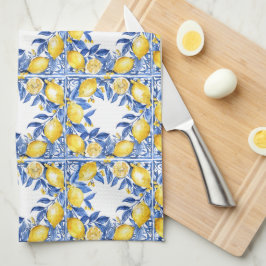Sicilian Lemon Tiles Pattern Mediterranean Dolce Theedoek