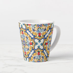 Sicilian Majolica Colorful Tile Pattern Latte Mok