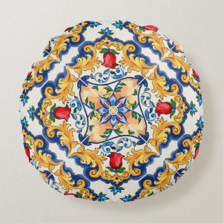 Sicilian Majolica Colorful Tile Pattern Rond Kussen