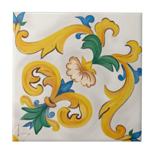 Sicilian Majolica Colorful Tile Pattern Tegeltje (Voorkant)