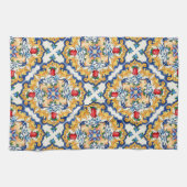 Sicilian Majolica Colorful Tile Pattern Theedoek (Horizontaal)