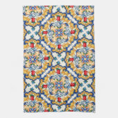 Sicilian Majolica Colorful Tile Pattern Theedoek (Verticaal)