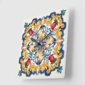 Sicilian Majolica Colorful Tile Pattern Vierkante Klok (Hoek)