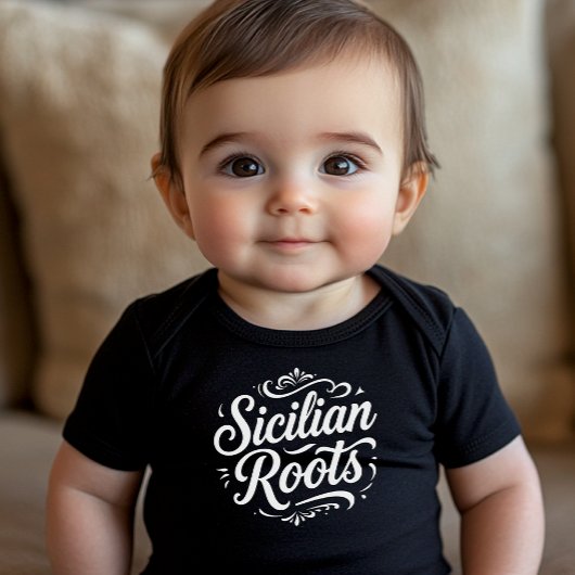 Sicilian Roots Classic Typography  Baby Bodysuit
