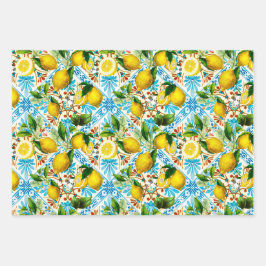  Sicilian style, summer art, lemons   Inpakpapier Vel