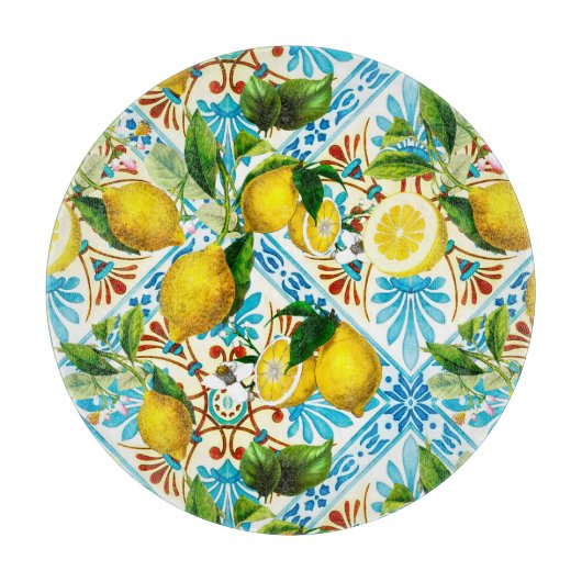  Sicilian style, summer art, lemons   Snijplank (Voorkant)