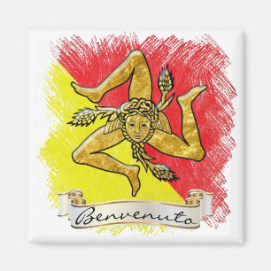 Sicilian Trinacria Benvenuto Magneet