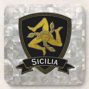 Sicilian Trinacria Black Gold-moeder van Pearl Onderzetter