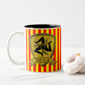 Sicilian Trinacria Black & Gold Tweekleurige Koffiemok
