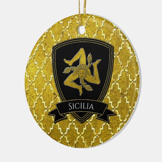 Sicilian Trinacria Keramisch Ornament (Links)