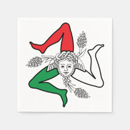 Sicilian Trinacria Medusa in Italian Flag Theme Servet