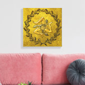 Sicilian Trinacria Olive Wreath in Gold Canvas Afdruk (Insitu (Woonkamer))