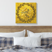 Sicilian Trinacria Olive Wreath in Gold Canvas Afdruk (Insitu (Slaapkamer))