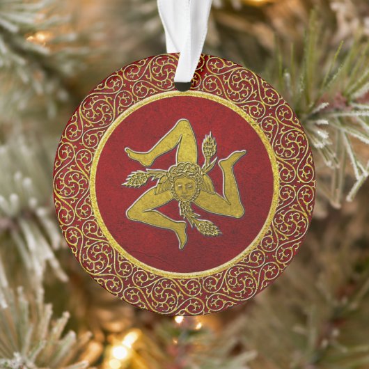 Sicilian Trinacria Red en Gold Ornament (Boom)