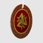 Sicilian Trinacria Red en Gold Ornament (voorkant)