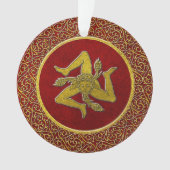 Sicilian Trinacria Red en Gold Ornament (voorkant)