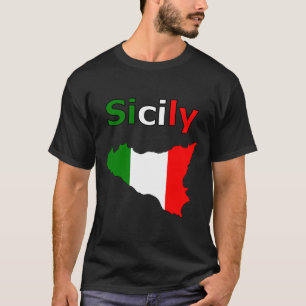 Sicilië en landkaart in de Italiaanse vlag T-shirt