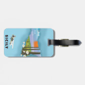 Sicilië geïllustreerde kaartreisposter bagagelabel (Achterkant horizontaal)