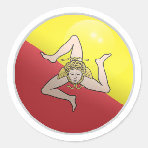 Sicilië Glossy Circle Flag Ronde Sticker