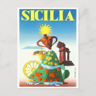 Sicilië Italiaans vintage-reisje Briefkaart