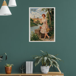 Sicilië  italiaanse dame in het land 50s poster