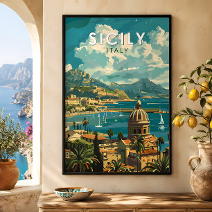 Sicilië Italië Reis Kunst Vintage Poster