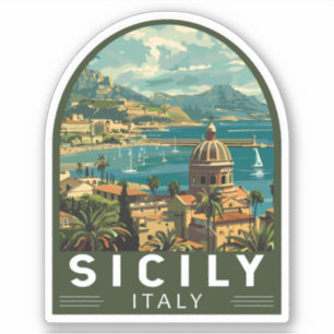 Sicilië Italië Reizen Kunst Vintage Sticker