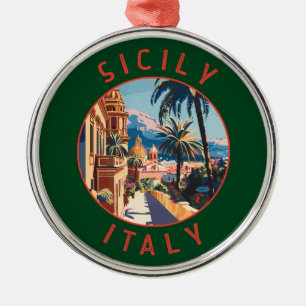 Sicilië Italië Retro noodlijdende cirkel Metalen Ornament