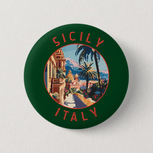 Sicilië Italië Retro noodlijdende cirkel Ronde Button 5,7 Cm