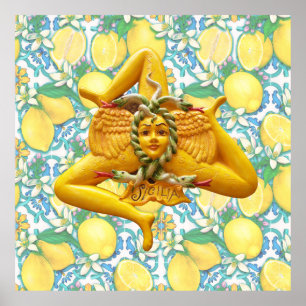 Sicilië Italië Trinacria Lemon tegel Wall Art Post Poster