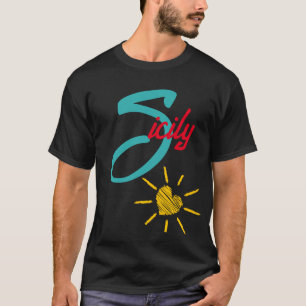 Sicilië met zonneschijn hart t-shirt