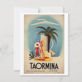  Sicilië Reizen Poster Platte Kaart - TAORMINA Notitiekaartje