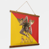 Sicilië (Sicilia) Trinacria en Vlag Tapestry Hangend Wandkleed (Gebogen)