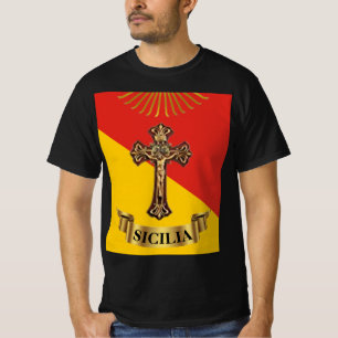 Sicilië / Siciliaans Kruisbeeld en Vlag T-Shirt