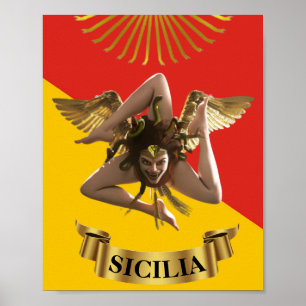 Sicilië / Siciliaanse Medusa  Trinacria  Poster